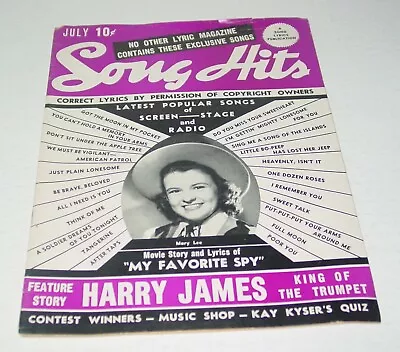 Song Hits Magazine 1942 Radio Screen Stage Carmen Miranda Harry James Grable • $12