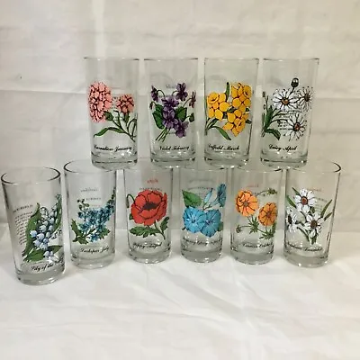$85.99 • Buy Brockway Flower Of The Month Glass Tumblers Birthday Partial Set Vtg Decor MCM