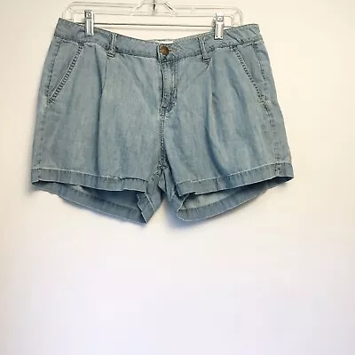  ELLE Womens Light Wash Denim Mini Chambray Shorts Pleats Size 10 Lightwash  • $13.99