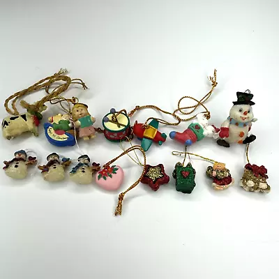 Cute Lot Of 15 Miniature Christmas Ornaments Drum Angel Airplane Mice Etc • $10.99