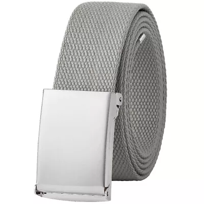 Falari Silver Buckle Canvas Web Belt Adjustable Size Cut To Fit Golf Belt • $9.99