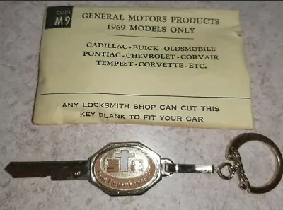 $9.95 • Buy Vintage Uncut 1969 General Motors GM Key Blank Key Chain Cadillac Buick Pontiac