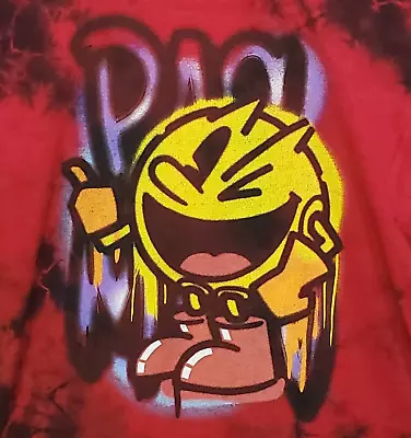 PAC-MAN Graffiti Tie-dye Men's T-Shirt Size Large Retro Namco Video Game Tee L • $13.50