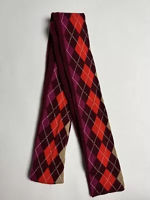 J Crew Argyle Skinny Knit Scarf Viscose Wool Cashmere • $17.99