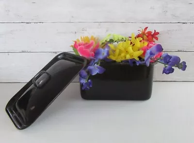 Vintage Black Enamel Ware Rectangular Box Country Core - Farmhouse Chic - AS IS • $0.99