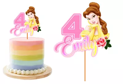 Belle Beauty And The Beast Cake Topper Cardstock Decoration Personalised  • $9.49