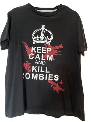 £0.99 • Buy Keep Calm And Kill Zombies Mens Black T-Shirt - Size Small
