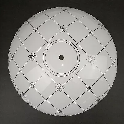 Vintage Frosted Glass Ceiling Light Shade Cover Dome Floral Grid Retro 70s 80s • $29.95