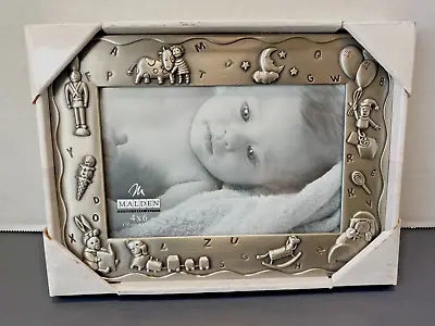 New Malden Silver Metal 4 X 6 Baby Frame Pewter Alphabet Toy • $10.99