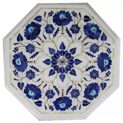 12'' White Marble Center Corner Table Top Multi Stone Inlay Lapis Malachite Bg • $268