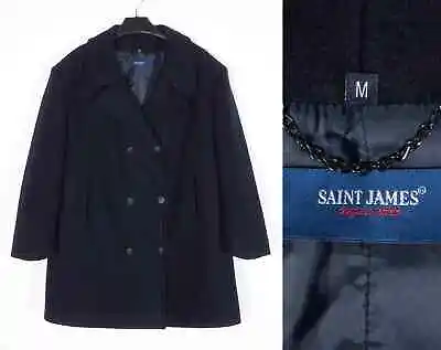 Saint James Peacoat Oversize Coat Wool M France Navy Double Breasted • £75.99