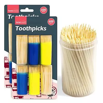 1200 Bamboo Wooden Toothpicks Cocktail Sticks Dental Floss Oral Care Tooth Picks • £5.99