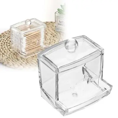 Clear Acrylic Cotton Pad Swab Q-tip Storage Bud Holder Case Box Cosmetic 9CB3 • $7.49