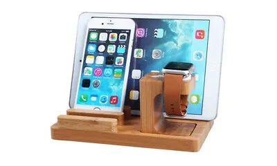 $29.95 • Buy 3 In 1 Bamboo Wood Charging Stand Cradle Holder For Apple Watch And IPhone