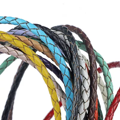 3mm Braided Genuine Leather String Cord Thong Jewellery DIY Necklace Making • £4.39