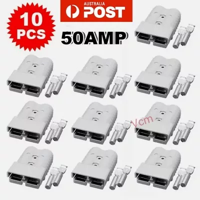 $12.95 • Buy 10 X Anderson Style Plug Connectors 50 AMP 6AWG 12-24V DC Power Tool OZ