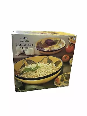 Rare Amalfi Pasta Bowl Set With Hand Painted Glazed Autumn Vegetables-nib • $127.37