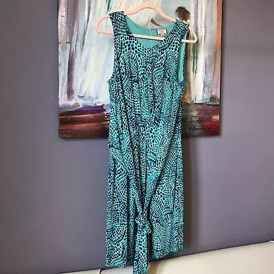 Banana Republic Sz 6-8 Issa London Blue Printed Tie Waist Faux Wrap Dress • $18.99