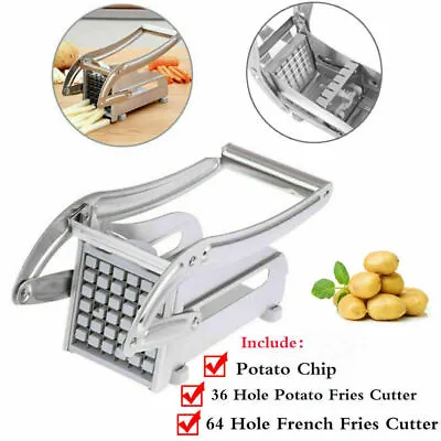 Stainless Steel French Fry Cutter Potato Vegetable Slicer Chopper Dicer 2 Blade • $12.95