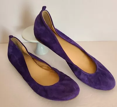 J Crew Suede Leather Cece Purple Plum Grape Ballet Flats Size 8.5  Italy • $69