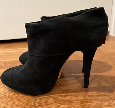 Max Studio Ankle Boots Platform Booties Women's Size 7M Black Suede Booties • $22