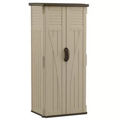 Suncast Bms2000 22 Cu Ft Resin Vertical Shed Sand/Mustang 2 Swing Doors • $210.99