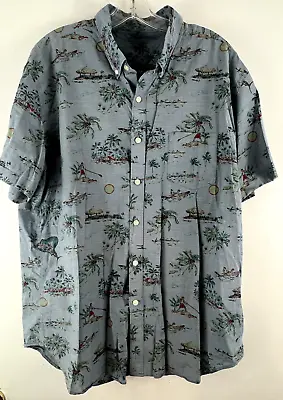 J Crew Men's Lightweight Tropical Cotton Chambray Short Sleeve Button Shirt XL • $22