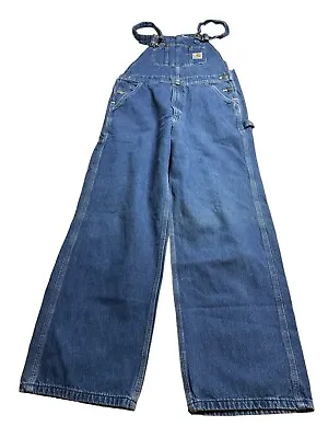 Carhartt Overalls Mens 34x32 R07 DST Blue Jean Denim Work Farmer Utility Bib • $53.99