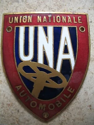 U.N.A. Marked Grille Enamel Plate - UNION NATIONAL AUTOMOBILE Mascot • $72.46