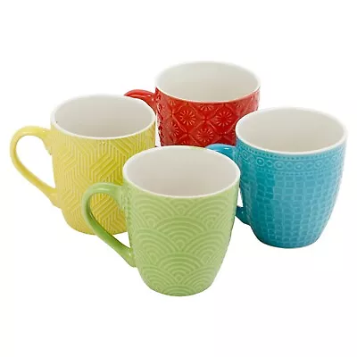 240ml Or 380ml Assorted Patterned Colour Porcelain Tea Coffee Mugs Cups Set Of 4 • £9.99