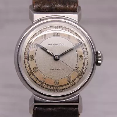 Vintage C.1940's Movado 30mm Stainless Steelm Manual Watch ORIGINAL Dial 150MN • $499.99