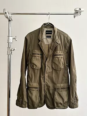 Mens EMPORIO ARMANI Johnny Line Field Blazer Coat Jacket Multipocket Khaki Sz 50 • $175