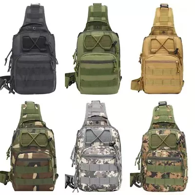 Mens Backpack Tactical Sling Shoulder Bag Molle Travel Chest Pack Outdoor Hiking • $10.99