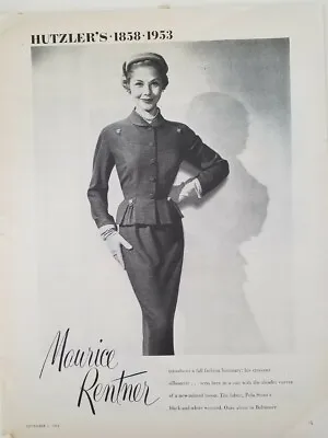 1953 Women's Maurice Rentner Pola Stout Fabric Suit Hutzler's Vintage Ad • $9.99