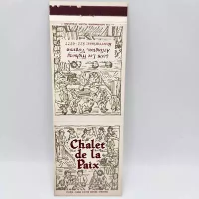 Vintage Matchbook Chalet De La Paix Arlington Virginia Restaurant • $2.47