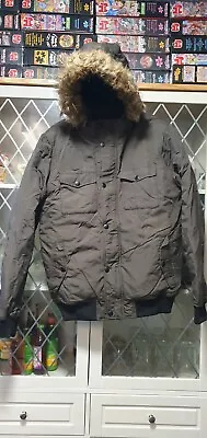 Bnwot George Quilted Bomber Jacket With Fur Hood Size M • £0.99