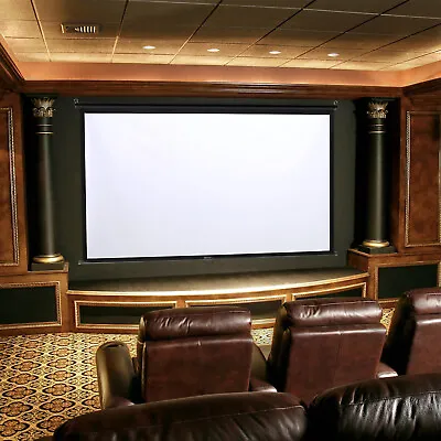 Manual Pull Down Projector Screen Ceiling Wall Mounted Movie Home Office Meeting • £42.95