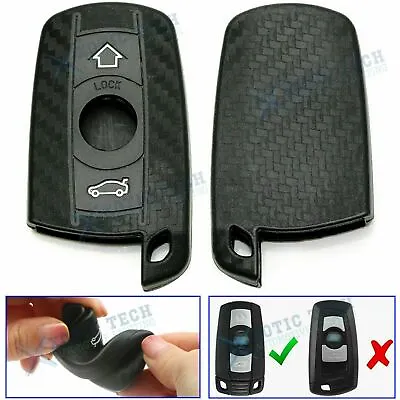 $9.39 • Buy Carbon Fiber Pattern Soft Silicone Key Fob Cover For BMW First Gen Keyless Fob