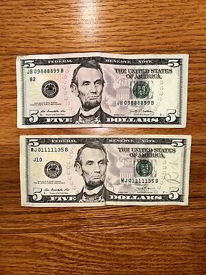 Fancy Serial Number 5 Dollar Bill • $29