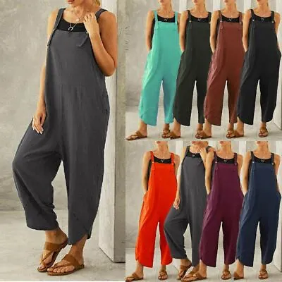 $19.55 • Buy Loose Plus Size Overalls Playsuits Jumpsuit Trousers Dungarees