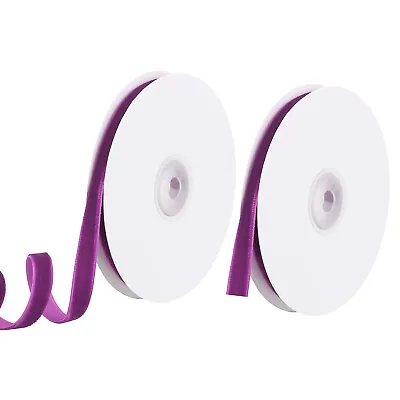 2pcs 3/8  10 Yard Velvet Ribbon Polyester Single Face Spool Gift Wrap Purple • $14.21