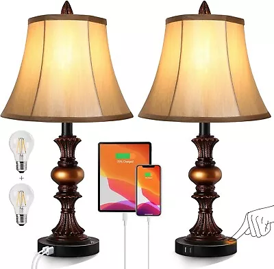 Homdox Touch Control Traditional Table Lamps (2 Lamps) - Vintage  • $69.30