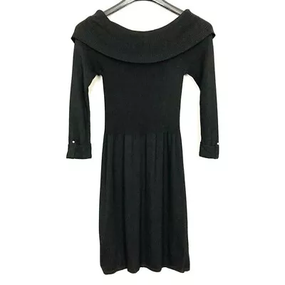 WHBM Off Shoulder Sweater Dress Women’s Size XS Silk Wool Blend Tab Sleeves Knit • £33.24