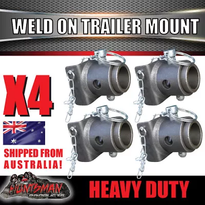 X4 Trailer Canopy Caravan Jack Stand Weld On Mount Solid Hinge Bracket Suit 65mm • $80