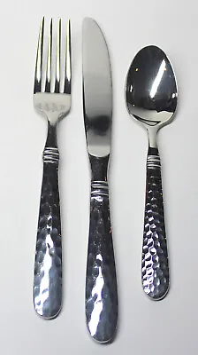 3 Pieces Bugatti For Vietri MARTELLATO Stainless DINNER KNIFE Soup Spoon FORK • $65