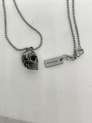 Marc Jacobs Skull Charm Pendant Necklace Vintage Designer Jewelry 24” • $35.95