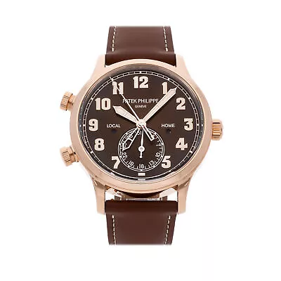 Patek Philippe Calatrava Pilot Travel Time Auto Gold Mens Strap Watch 5524R-001 • $41950