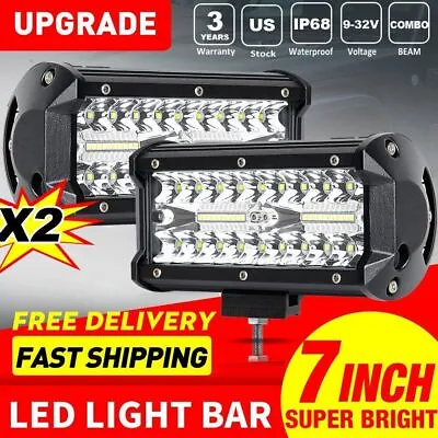 2PCS 7  INCH LED Light Bar Spot Flood Pods Off-Road Driving Lights Tractor 4WD • $19.59