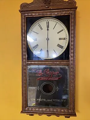 🔥HUGE Vintage Dr. Pepper Wooden Wall Clock - No Pendulum Soda Advertising🔥 • $375