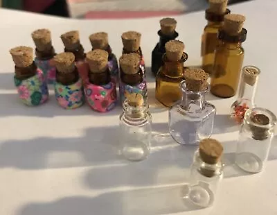 Lot Of 18 Miniature Glass Bottles W/Corks • $2.49